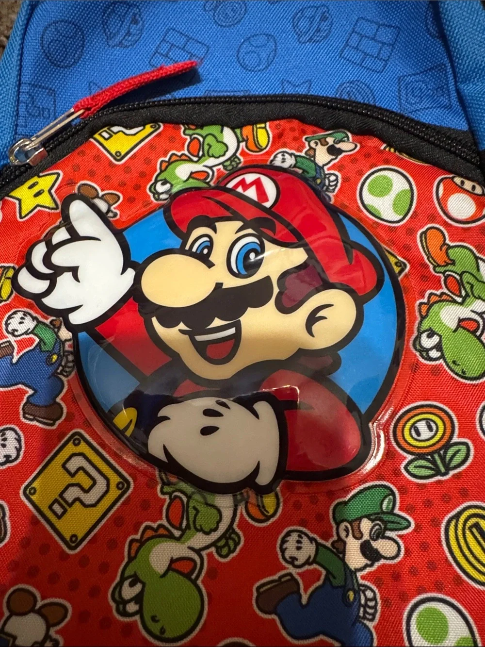 Super Mario Kids Blue and Red Sling Backpack